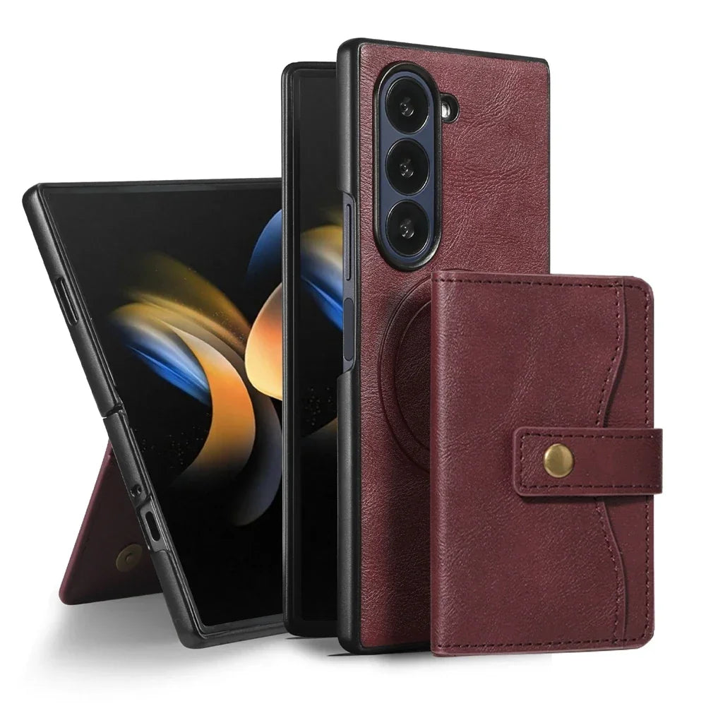 étui de protection téléphone cuir bordeaux avec porte carte intégré GoHappy.fr