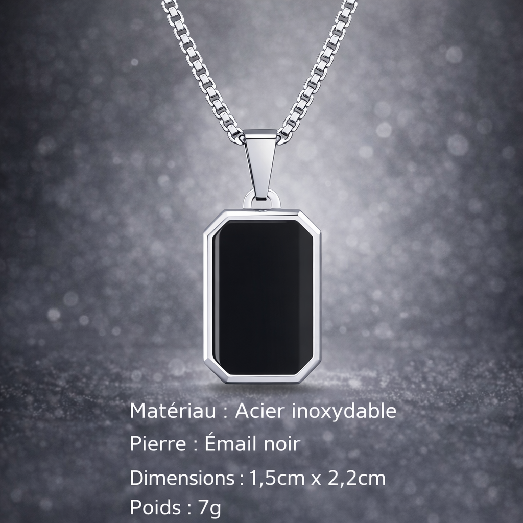 Collier Acier Pierre Naturelle Pendentif Tendance