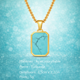 Collier Acier Pierre Naturelle Pendentif Tendance