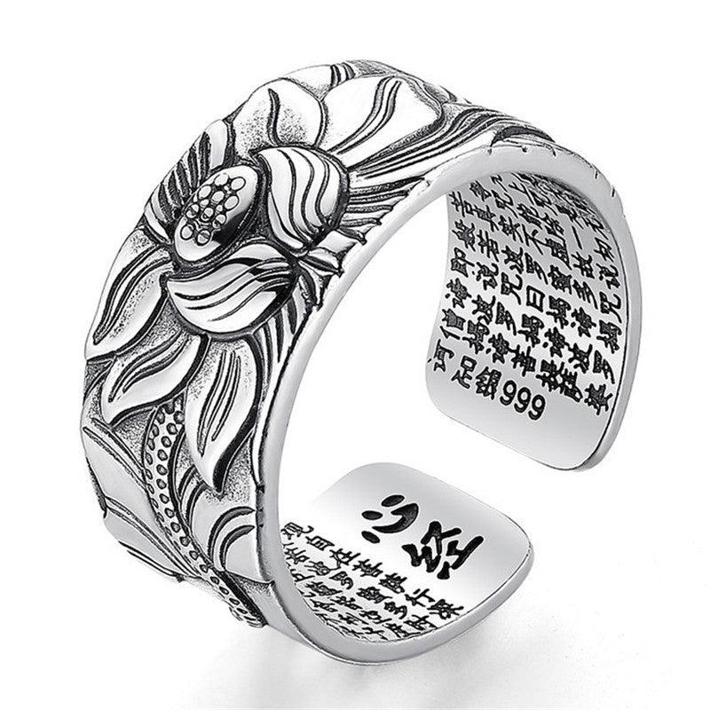 Bague Sutra du Lotus Argent 999