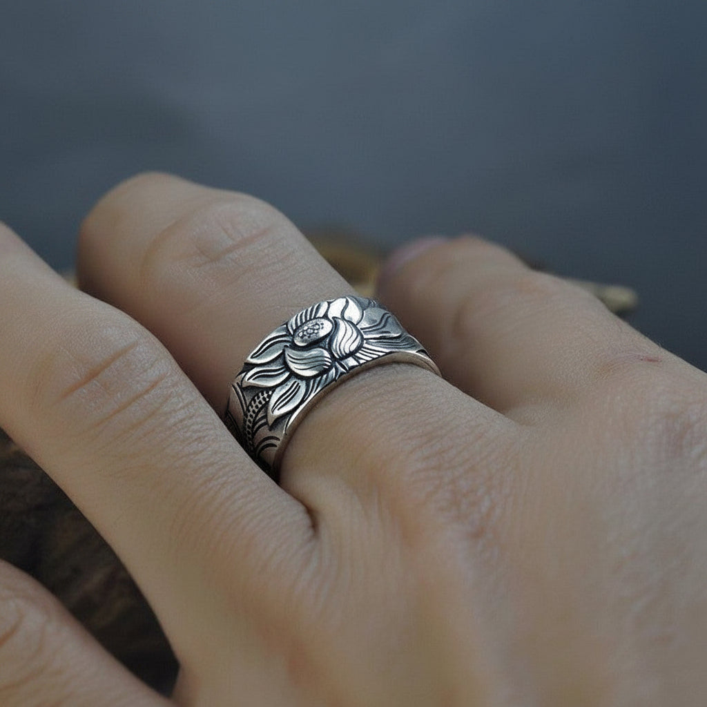 Bague Sutra du Lotus Argent 999 - Bijoux GoHappy