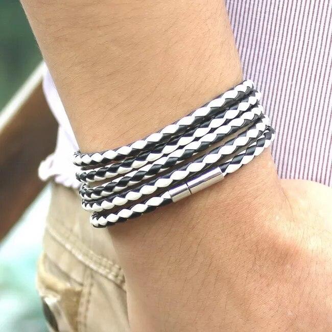 Bracelet Lanière en cuir tressé