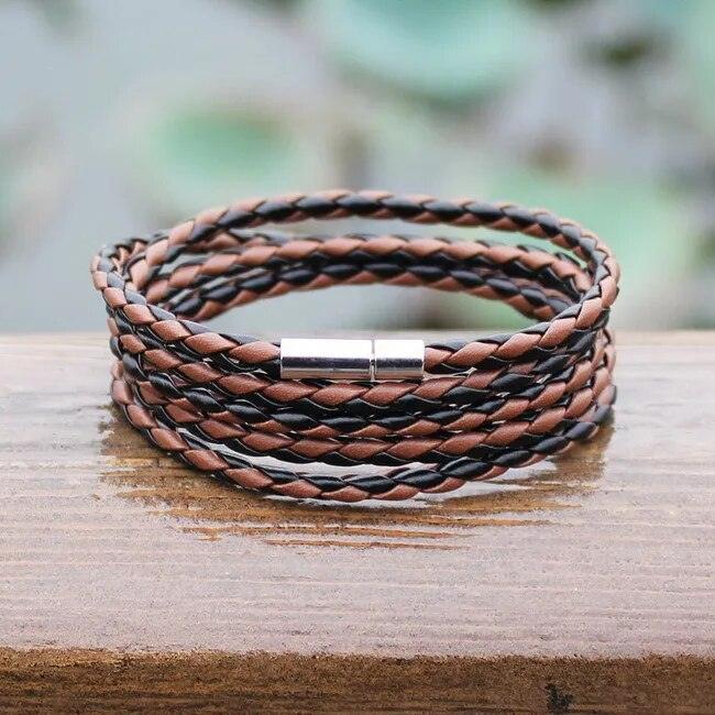 Bracelet Lanière en cuir tressé