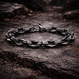 Bracelet Homme Maillons Épais Acier Street Style Gris Argenté Rock - bracelets métal homme GoHappy