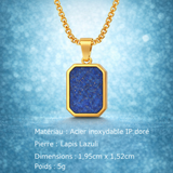 Collier Acier Pierre Naturelle Pendentif Tendance