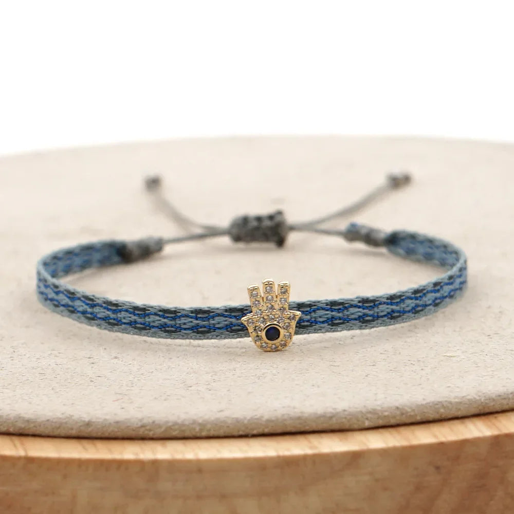 Bracelet Amitié Femme Coton Fin - Charm Cœur Strass Ajustable - bracelets femme cordon GoHappy