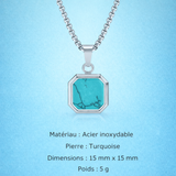 Collier Acier Pierre Naturelle Pendentif Tendance