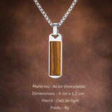 Collier Acier Pierre Naturelle Pendentif Tendance