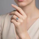 Bagues Spinner Rotatives Fleur Abeille en Cristal Argent Ajustables - bague femme GoHappy