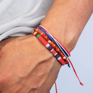 Nomad Trio Fiesta Rouge lot de trois bracelets tressés et perles