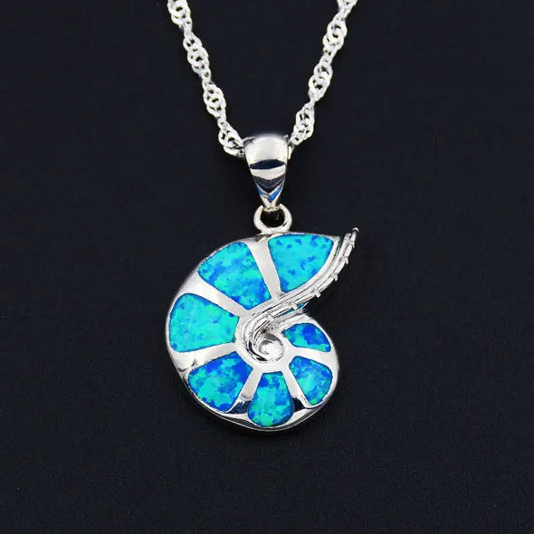 Collier Ocean Dream Nautilus · Coquillage bleu effet opale