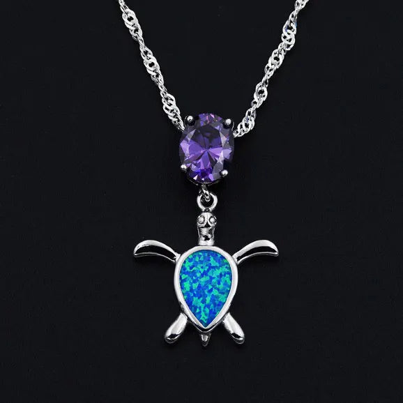 Collier Ocean Dream Violetta · Tortue violette effet opale