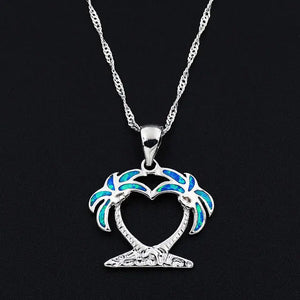 Collier Ocean Dream Oasis · Palmiers cœur effet opale