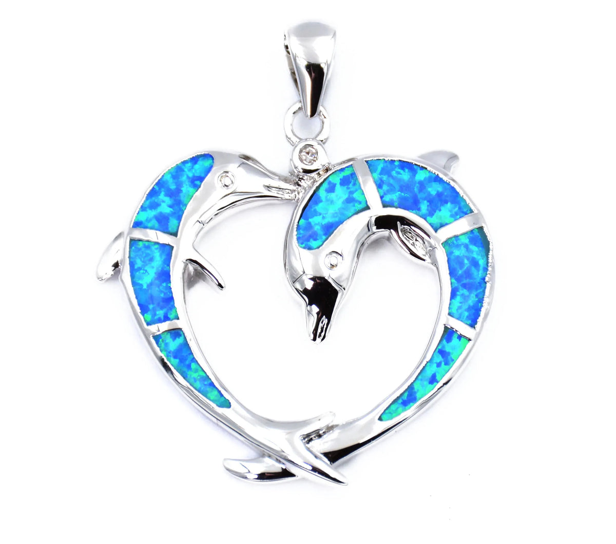 Collier Ocean Dream Rendez-vous · Dauphins cœur effet opale