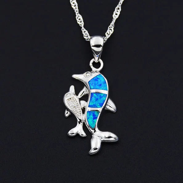 Collier Ocean Dream Flipper · Dauphin bleu effet opale