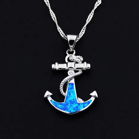 Collier Ocean Dream Escale · Ancre bleue effet opale