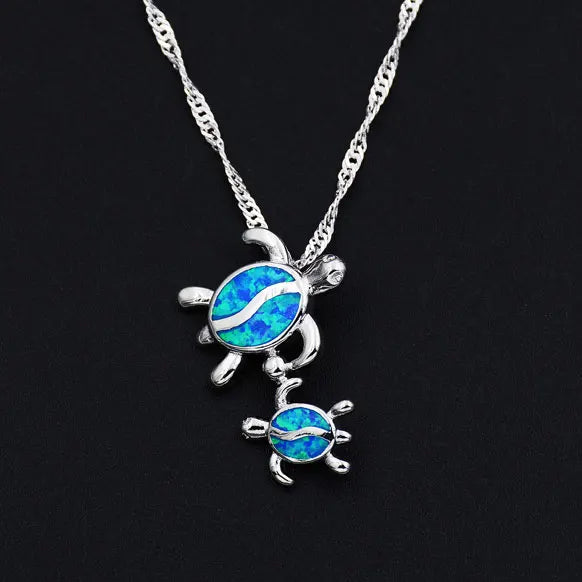 Collier Ocean Dream Tribu · Tortues en duo effet opale