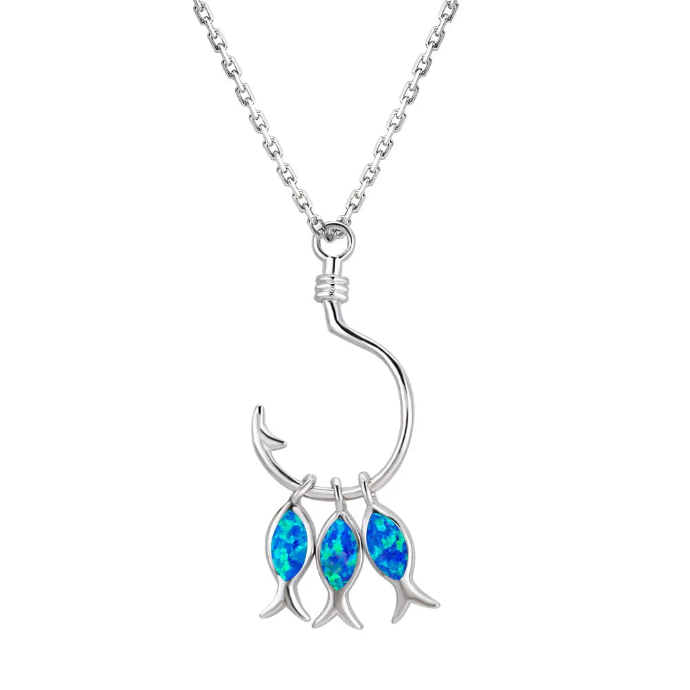 Collier Ocean Dream Marin · Hameçon poissons effet opale