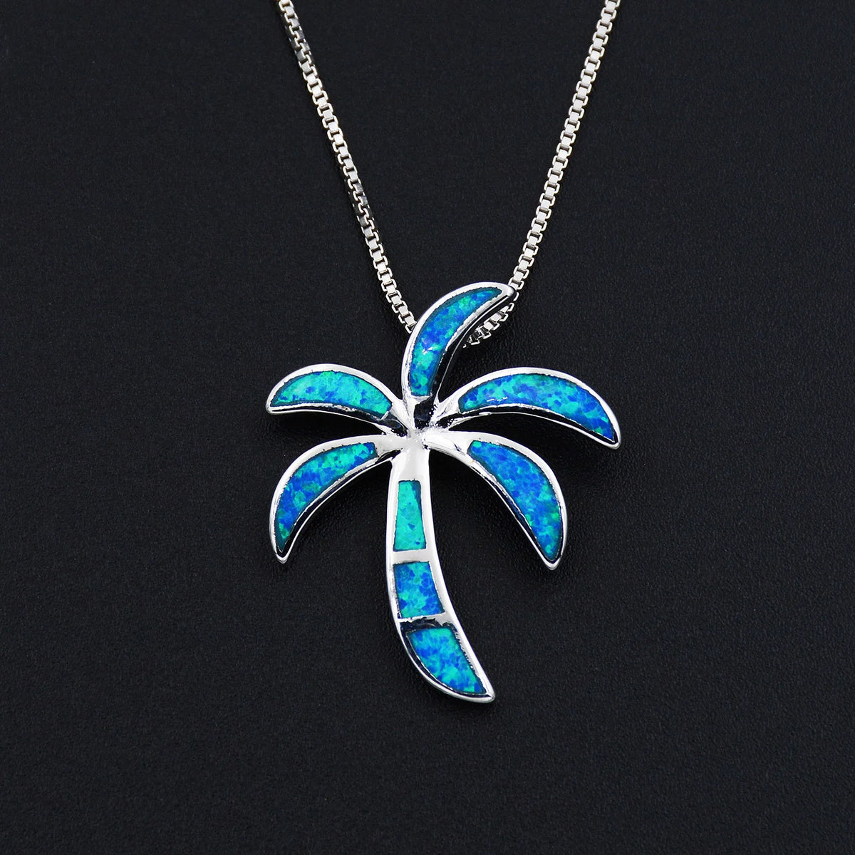 Collier Ocean Dream Tropica · Palmier bleu effet opale