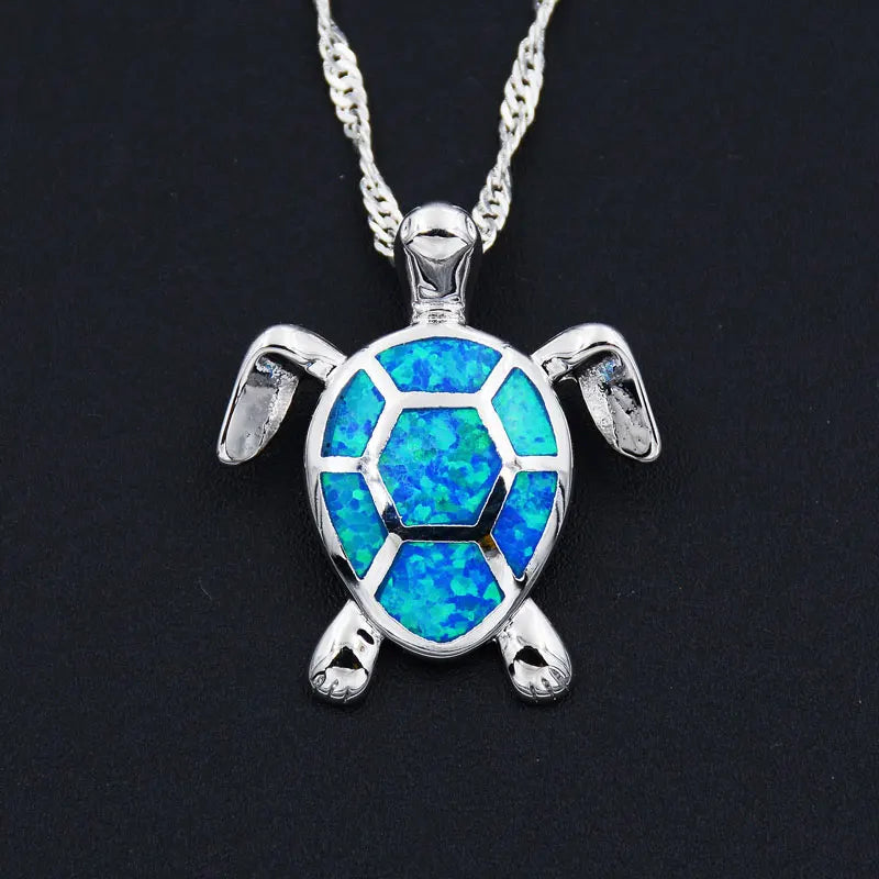 Collier Ocean Dream Talia · Tortue bleue effet opale