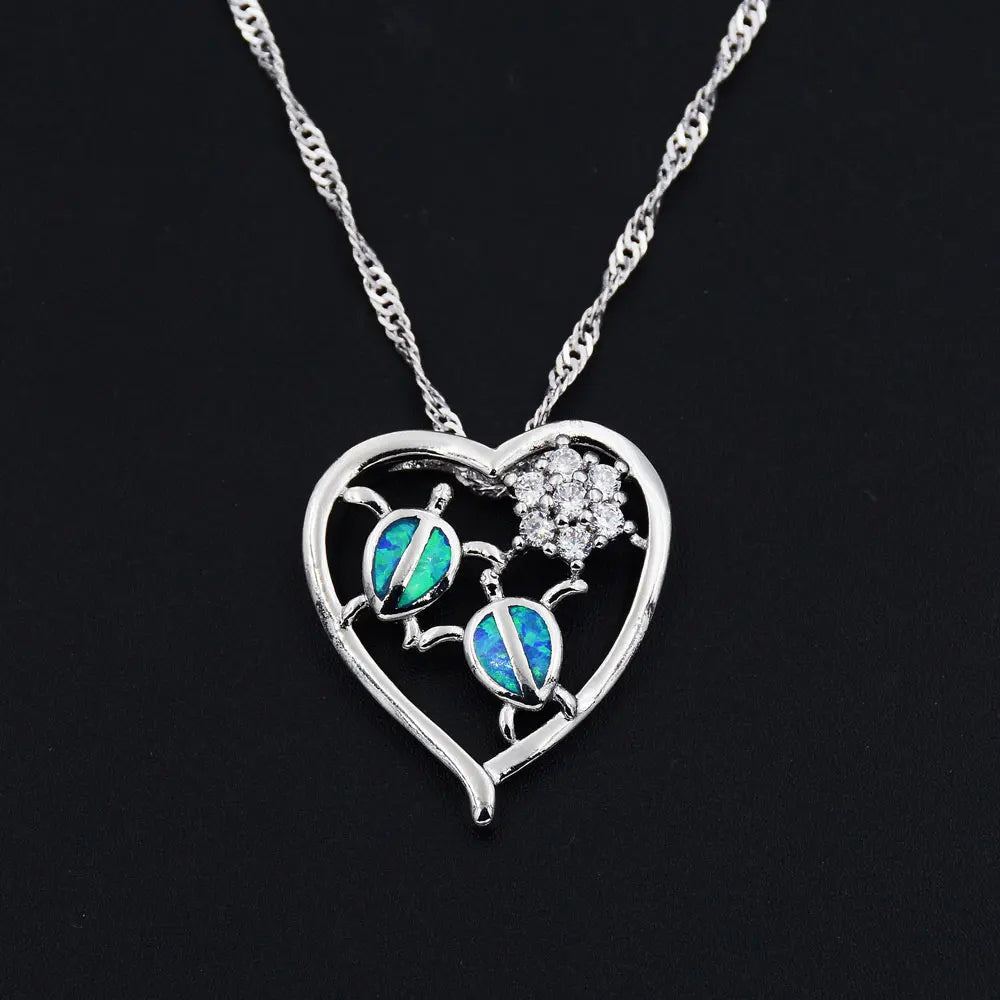 Collier Ocean Dream Tendresse · Cœur tortues effet opale