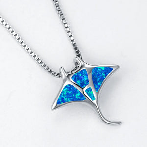 Collier Ocean Dream Manta Nuit · Raie bleue effet opale