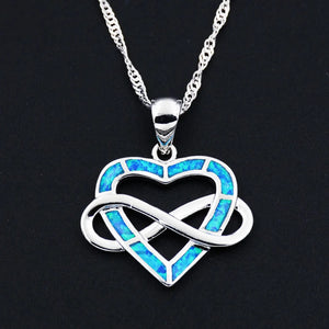 Collier Ocean Dream Infini · Cœur bleu effet opale