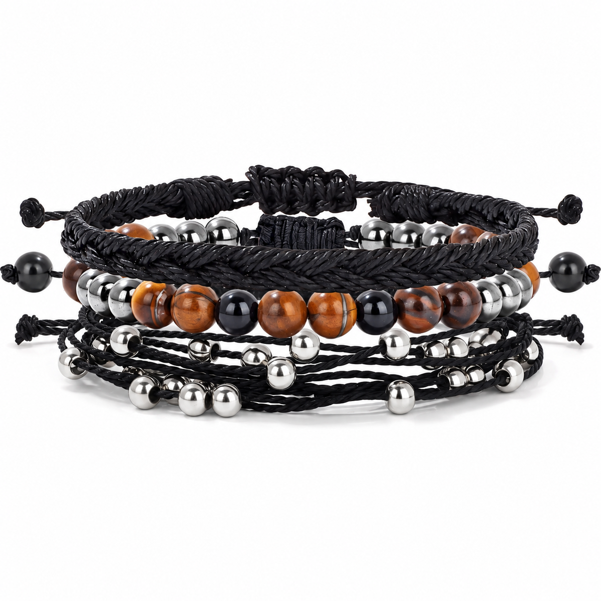 Terra Nova Nuit d’Encre bracelet multirang tressé avec perles